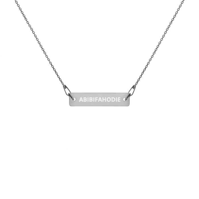 Abibifahodie Engraved Silver Bar Chain Necklace